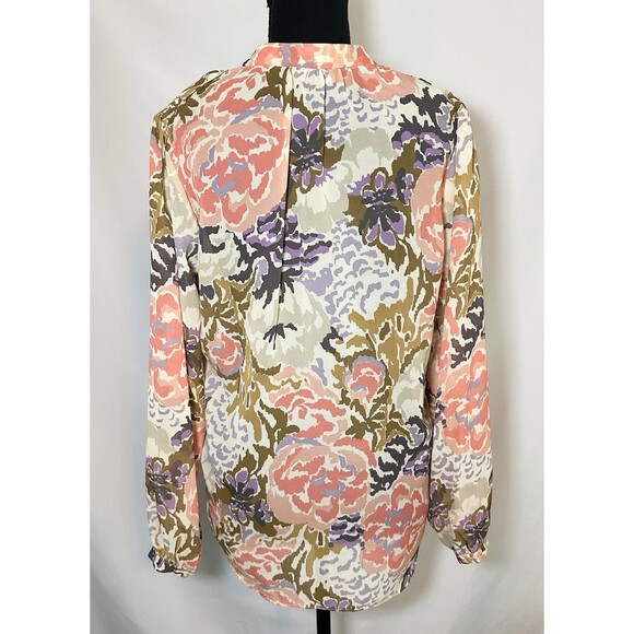 Lauren Ralph Lauren Multi Floral Sheer Ruffle Long Sleeve Blouse Top Women's PM - Picture 3 of 12